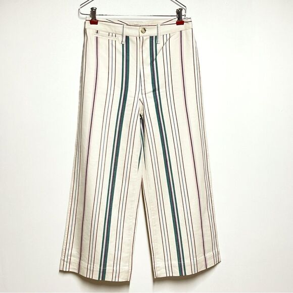 NWOT Madewell Emmmett wide leg High Rise Striped Crop Pants Sz 27 - Picture 4 of 8